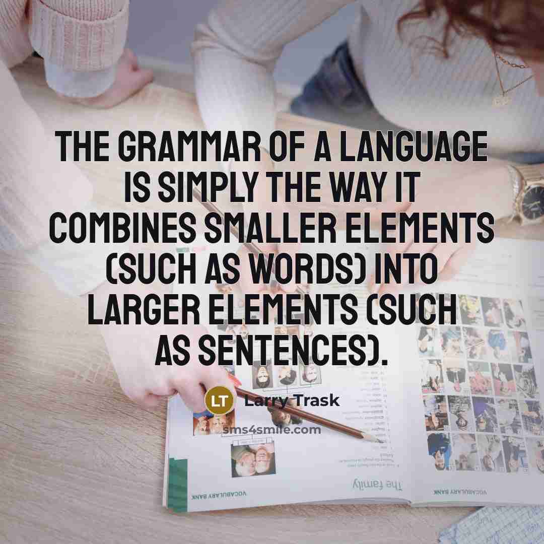 “The grammar of a language is simply the way it…” quote by Larry Trask