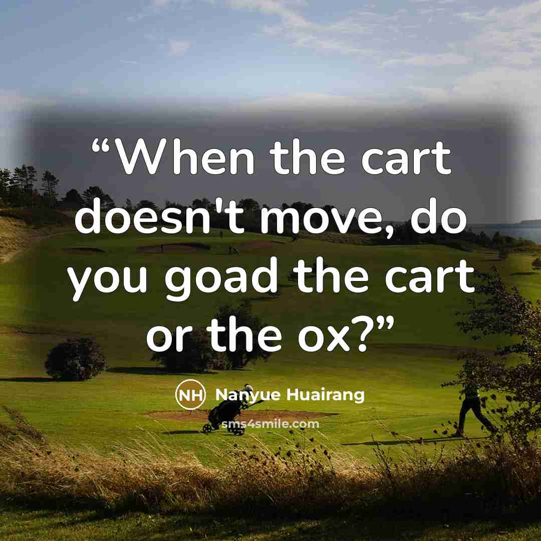 “When the cart doesn't move, do you goad the cart or the ox?” quote by Nanyue Huairang