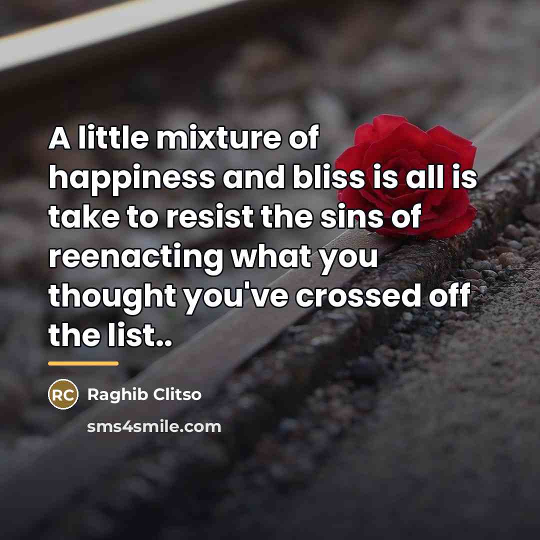 “A little mixture of happiness and bliss is all is…” quote by Raghib Clitso