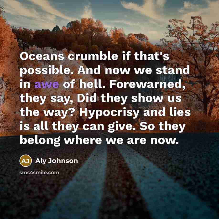“Oceans crumble if that's possible. And now we stand in…” quote by Aly Johnson