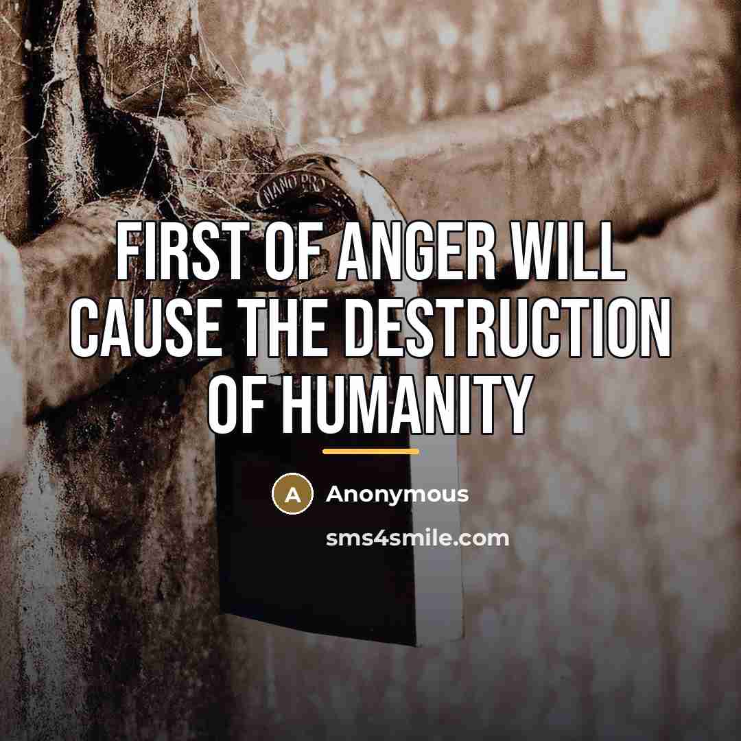 “First of anger will cause the destruction of humanity…” quote by Anonymous