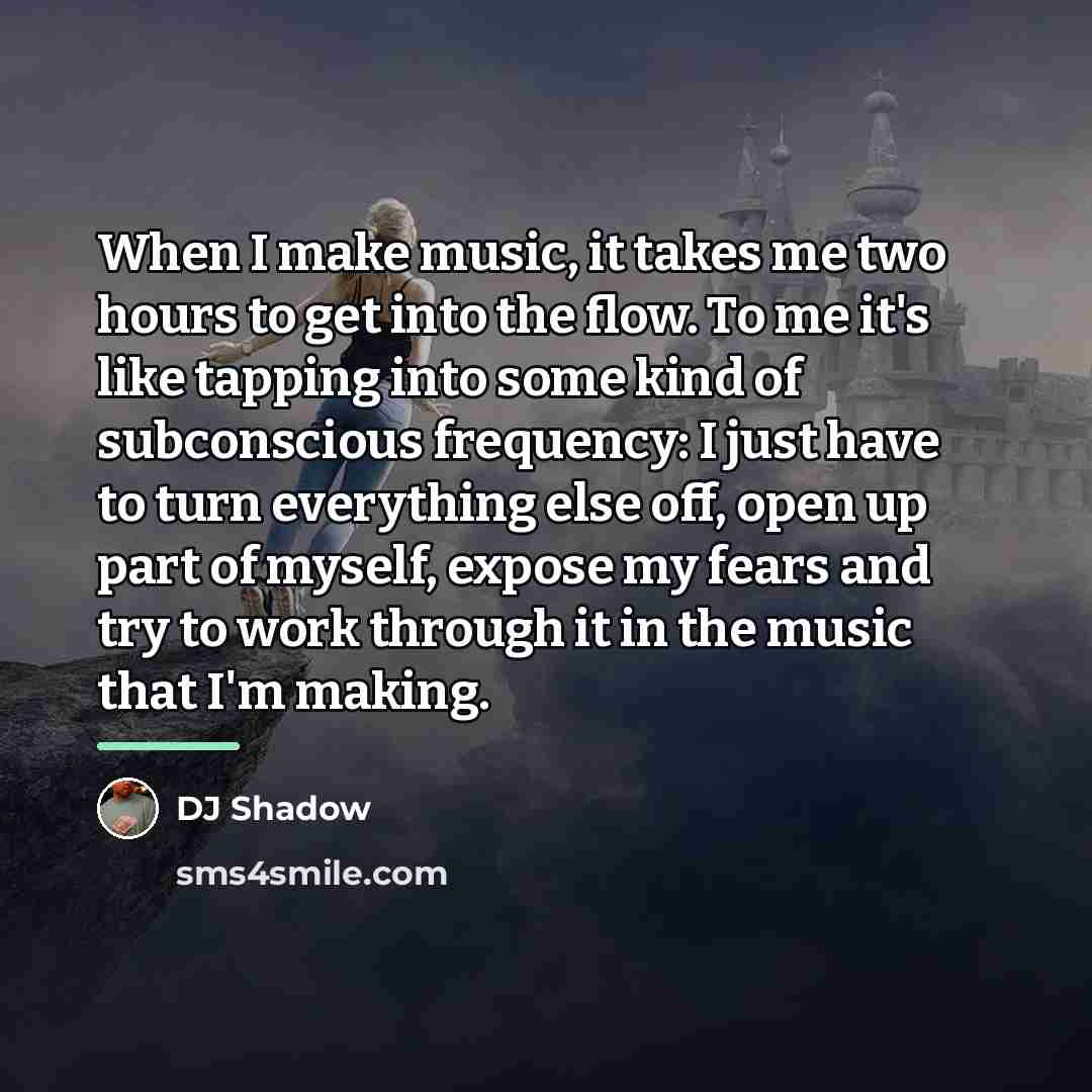 “When I make music, it takes me two hours to…” quote by DJ Shadow