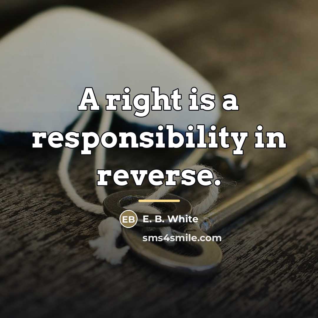 “A right is a responsibility in reverse.…” quote by E. B. White