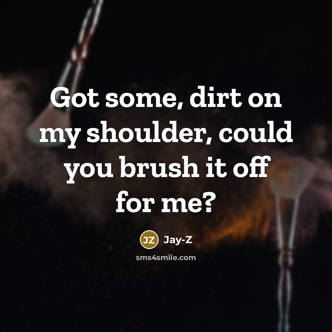 “Got some, dirt on my shoulder, could you brush it…” quote by Jay-Z