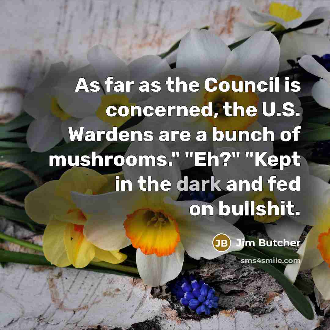 “As far as the Council is concerned, the U.S. Wardens…” quote by Jim Butcher