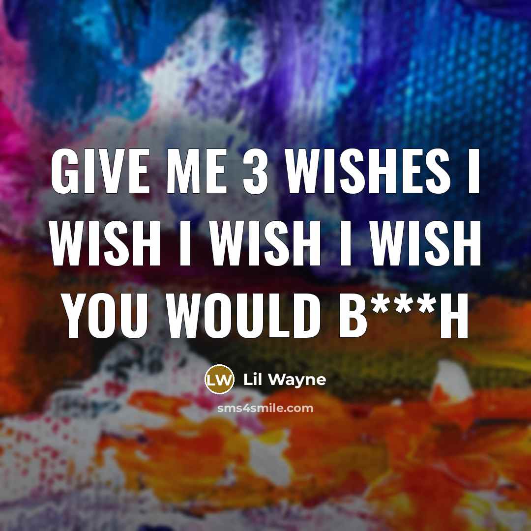 “Give me 3 wishes I wish I wish I wish…” quote by Lil Wayne