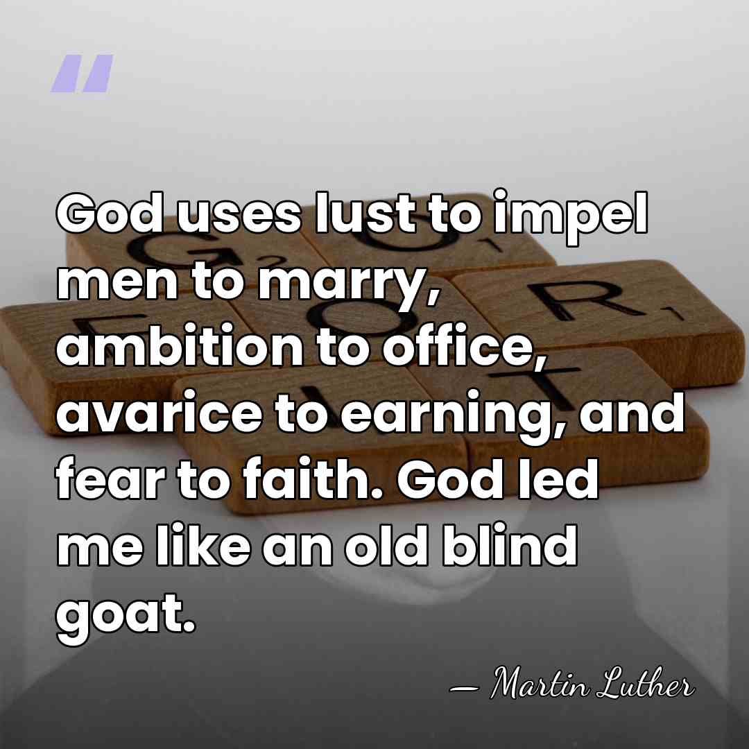 God uses lust to impel men to marry, ambition to office, avarice&hellip; - Martin Luther