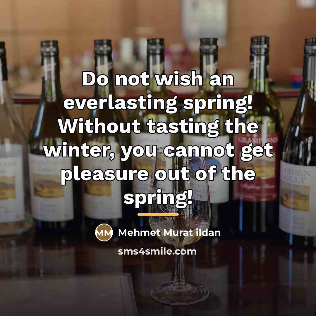 “Do not wish an everlasting spring! Without tasting the winter,…” quote by Mehmet Murat Ildan
