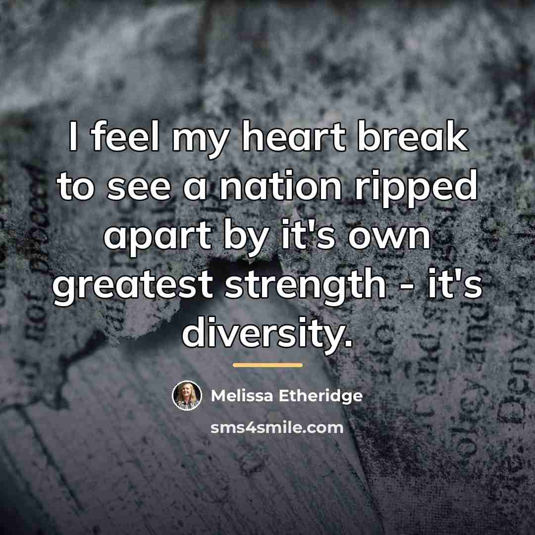“I feel my heart break to see a nation ripped…” quote by Melissa Etheridge