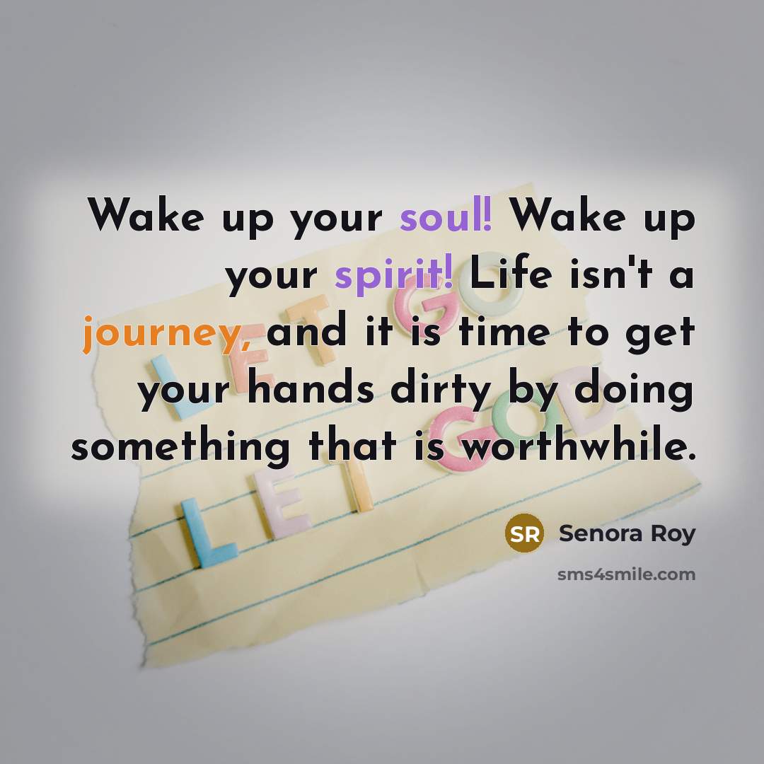 “Wake up your soul! Wake up your spirit! Life isn't…” quote by Senora Roy