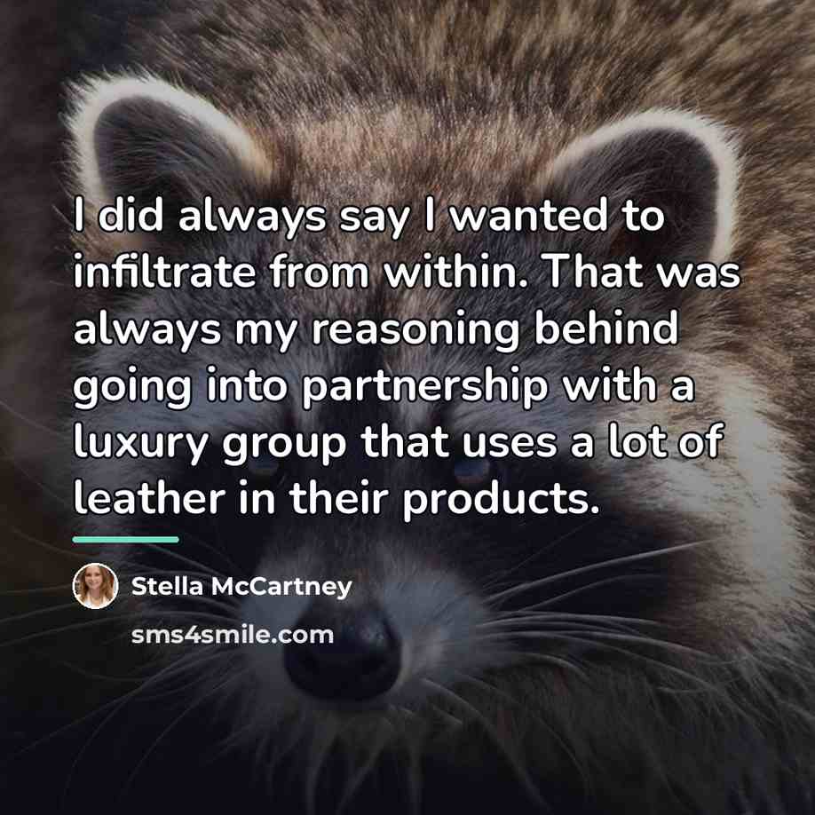 “I did always say I wanted to infiltrate from within.…” quote by Stella McCartney