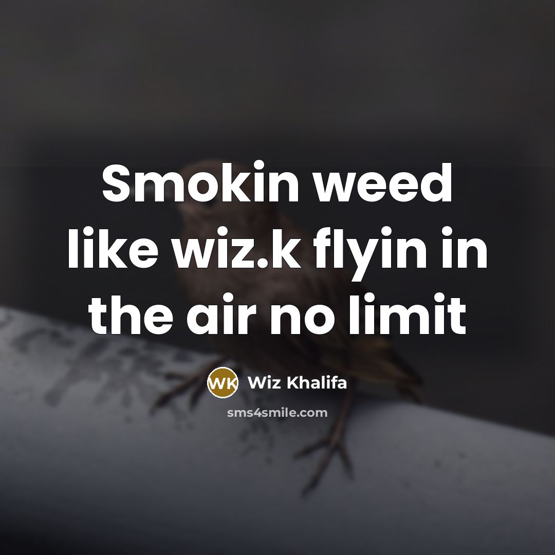 “Smokin weed like wiz.k flyin in the air no limit…” quote by Wiz Khalifa
