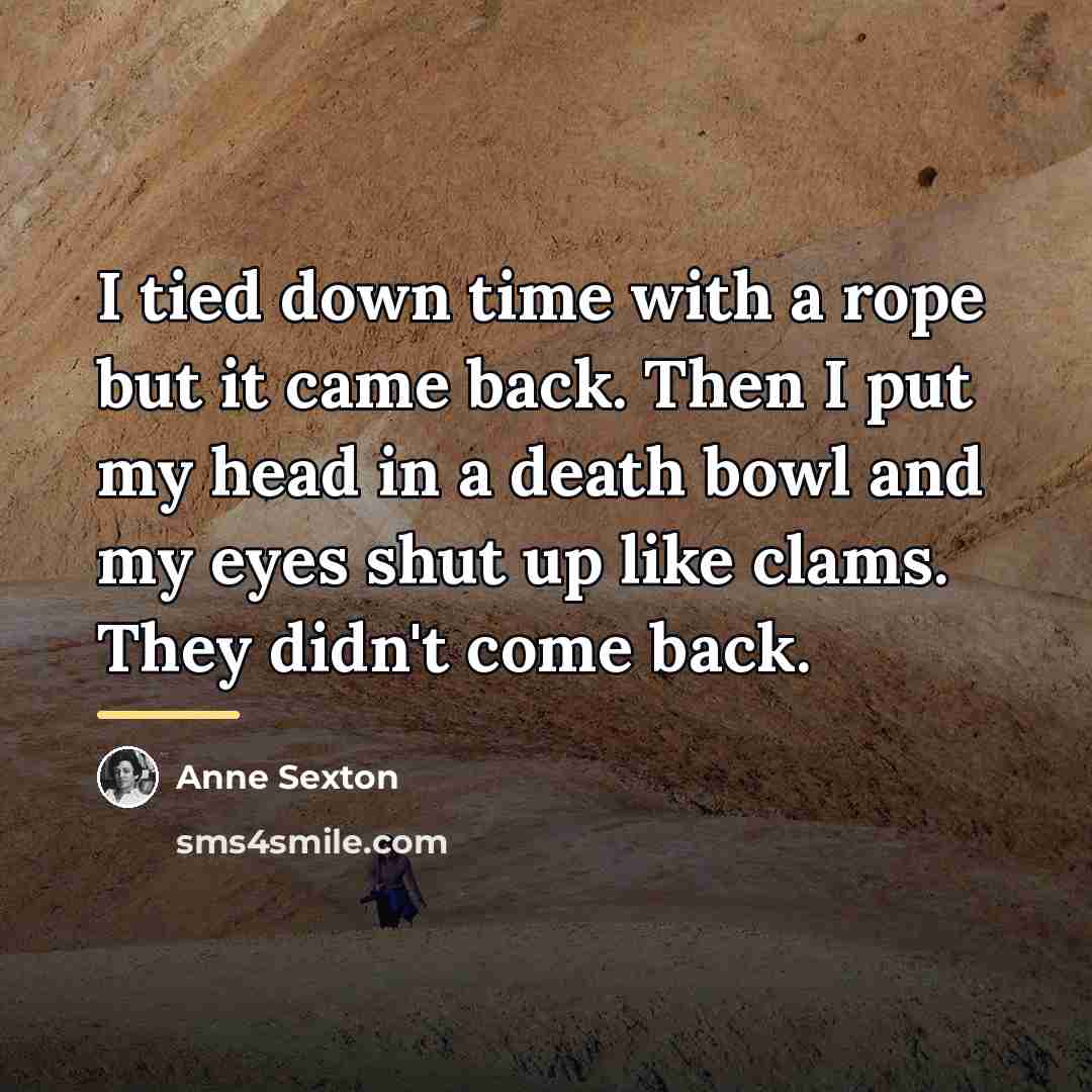 “I tied down time with a rope but it came…” quote by Anne Sexton