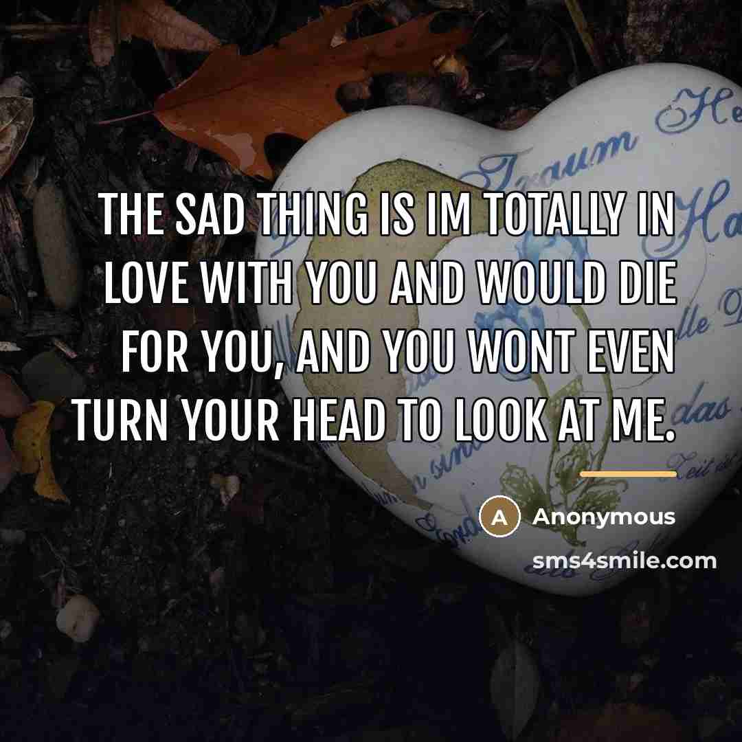 “The sad thing is Im totally in love with you…” quote by Anonymous