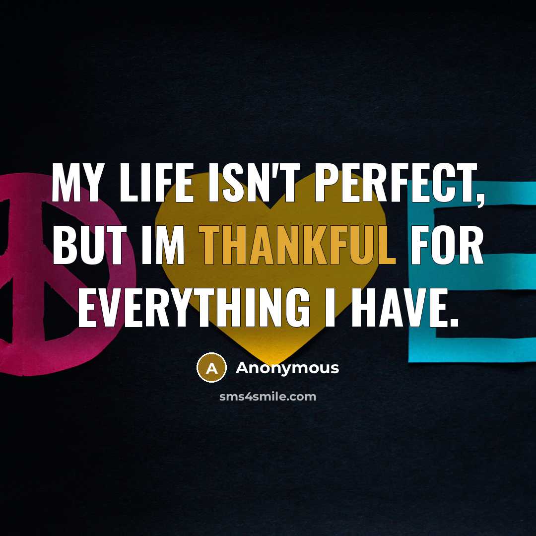 “My life isn't perfect, but Im thankful for everything I…” quote by Anonymous
