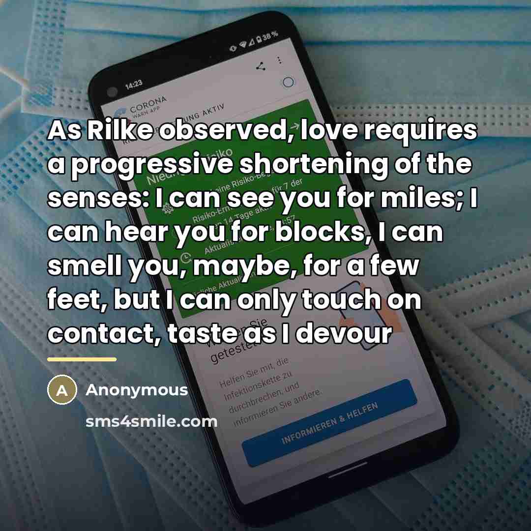 “As Rilke observed, love requires a progressive shortening of the…” quote by Anonymous