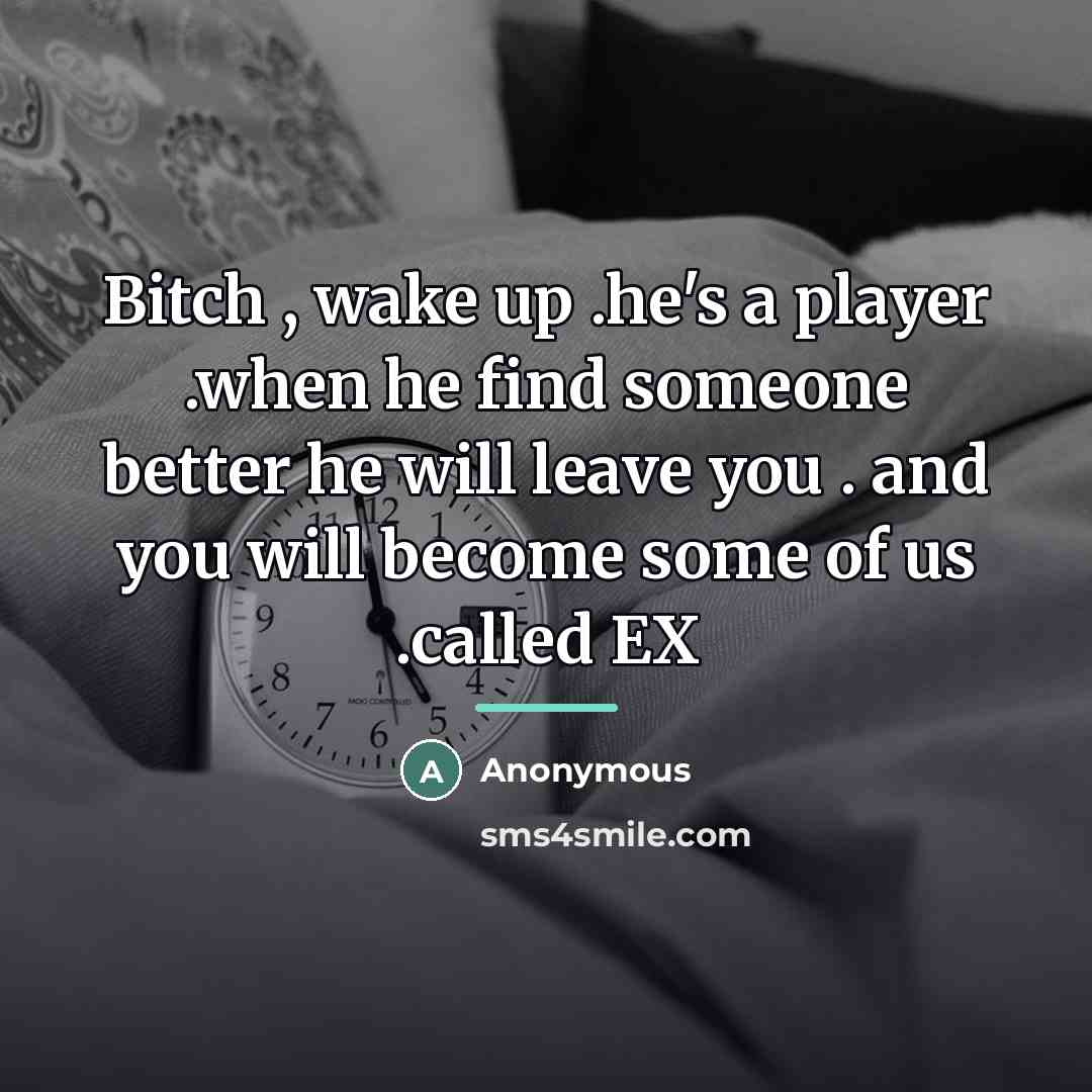 “Bitch , wake up .he's a player .when he find…” quote by Anonymous
