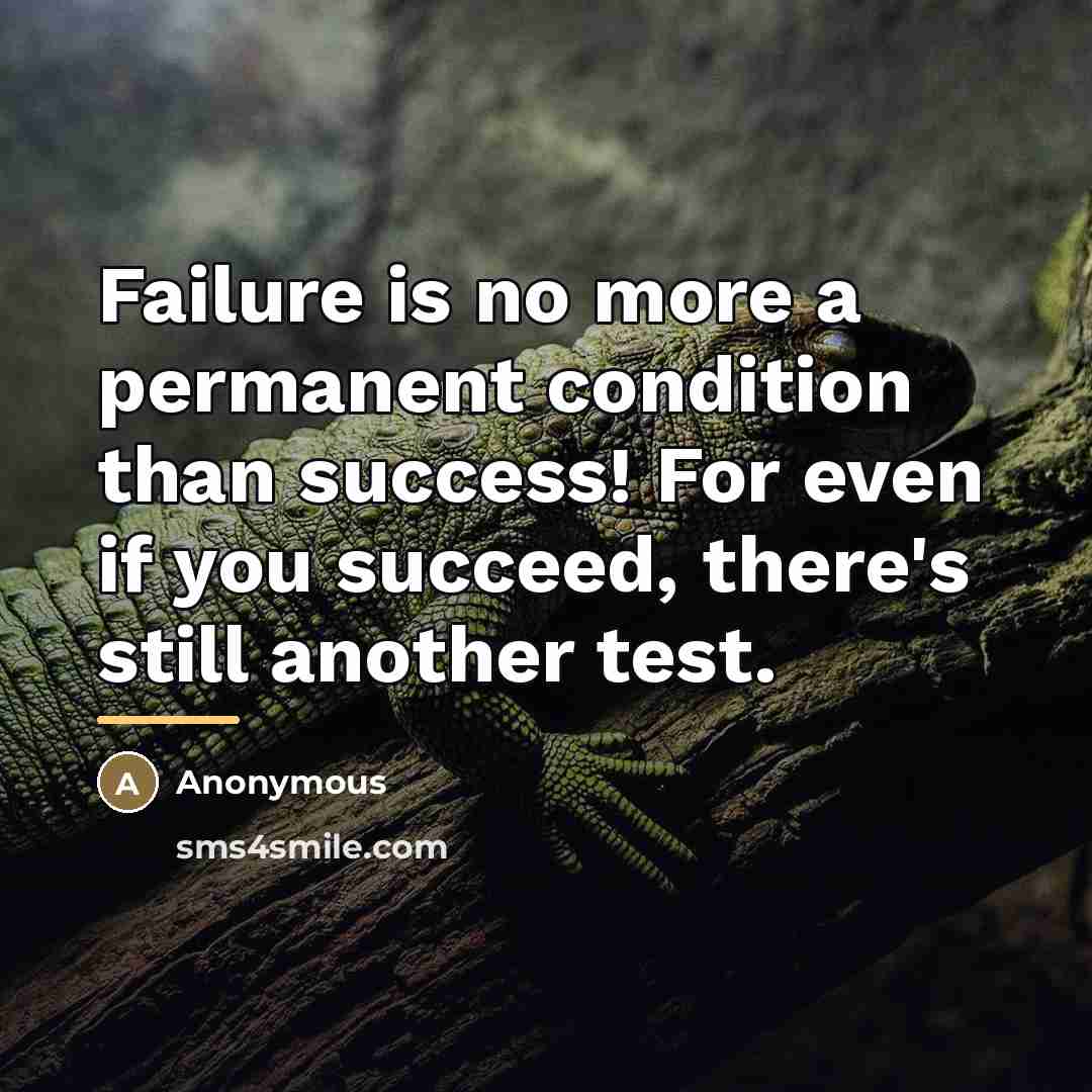 “Failure is no more a permanent condition than success! For…” quote by Anonymous