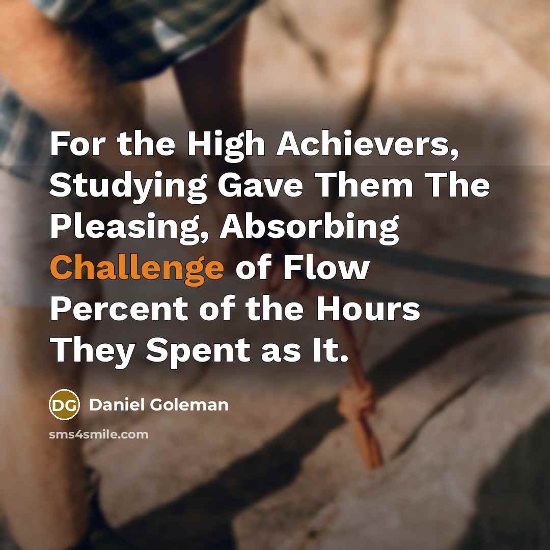 “For the High Achievers, Studying Gave Them The Pleasing, Absorbing…” quote by Daniel Goleman