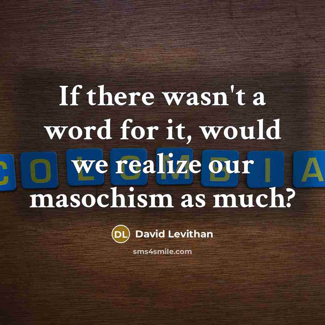“If there wasn't a word for it, would we realize…” quote by David Levithan