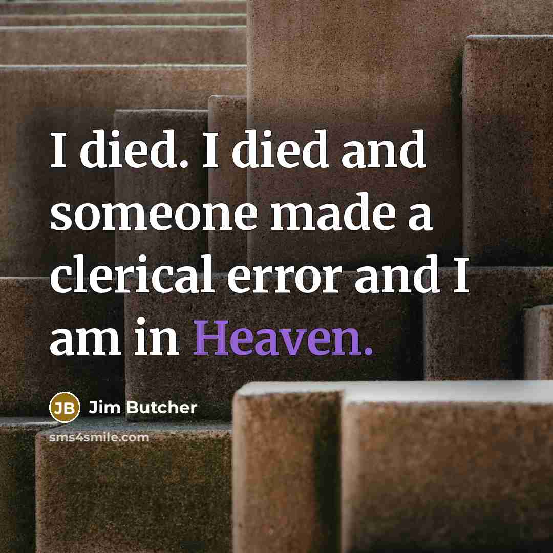 “I died. I died and someone made a clerical error…” quote by Jim Butcher