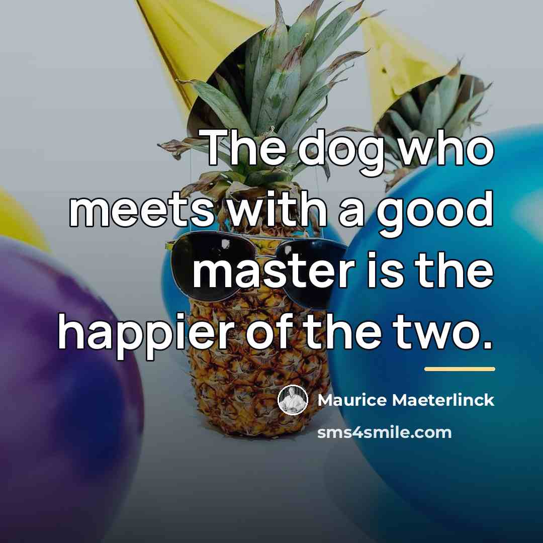 “The dog who meets with a good master is the…” quote by Maurice Maeterlinck