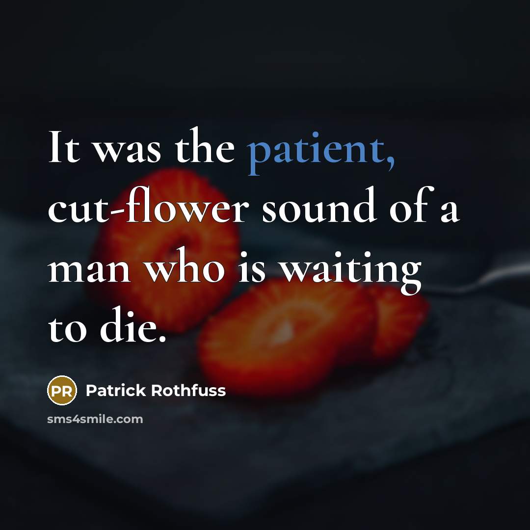 “It was the patient, cut-flower sound of a man who…” quote by Patrick Rothfuss