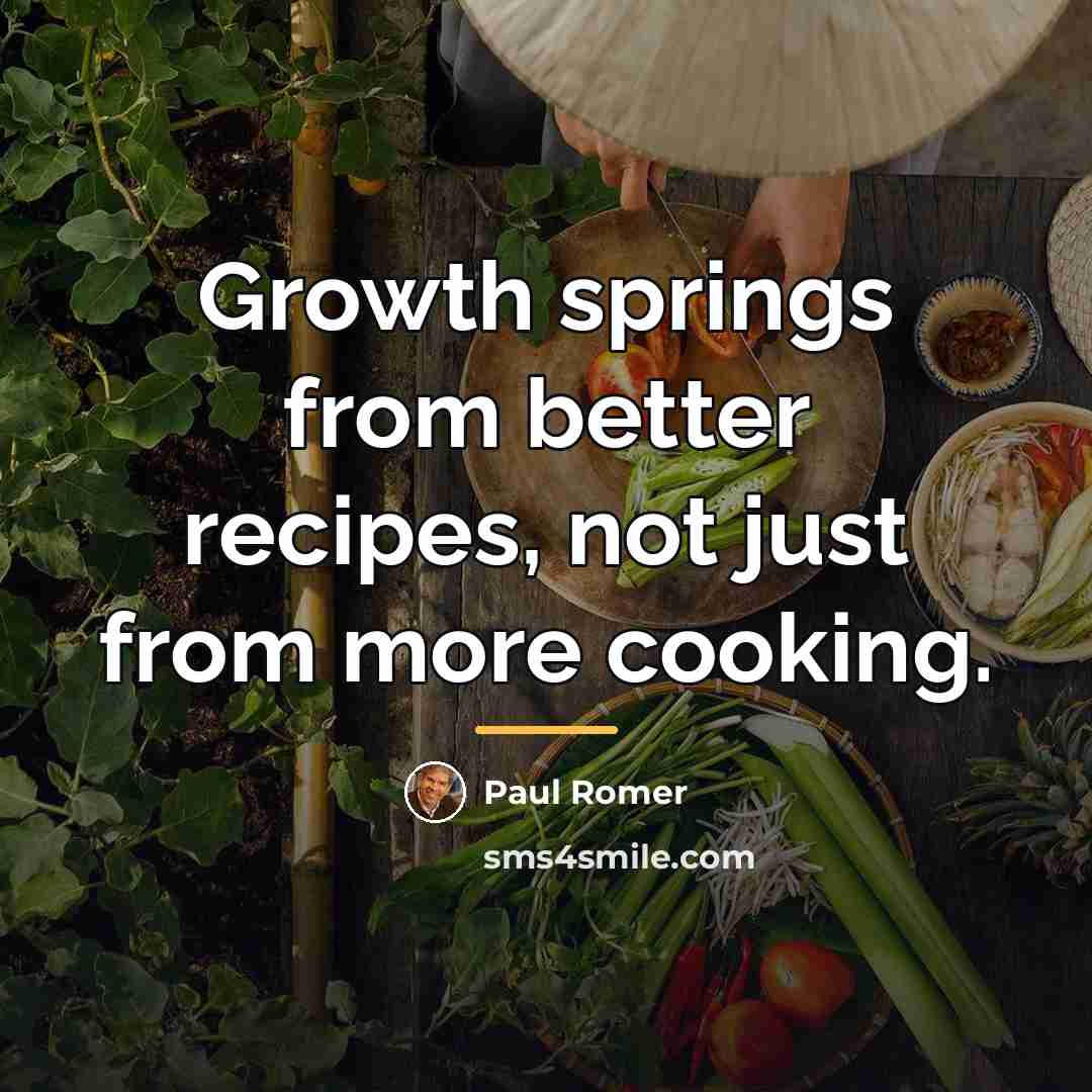 “Growth springs from better recipes, not just from more cooking.…” quote by Paul Romer