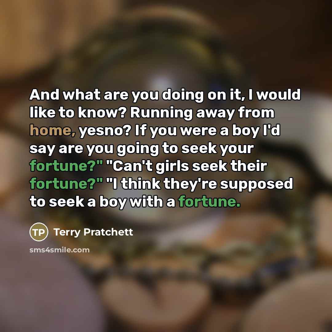 “And what are you doing on it, I would like…” quote by Terry Pratchett