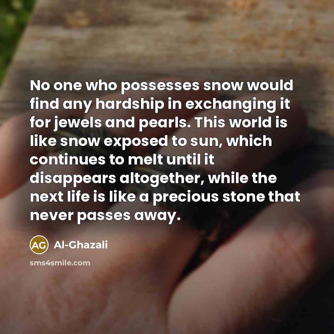 “No one who possesses snow would find any hardship in…” quote by Al-Ghazali