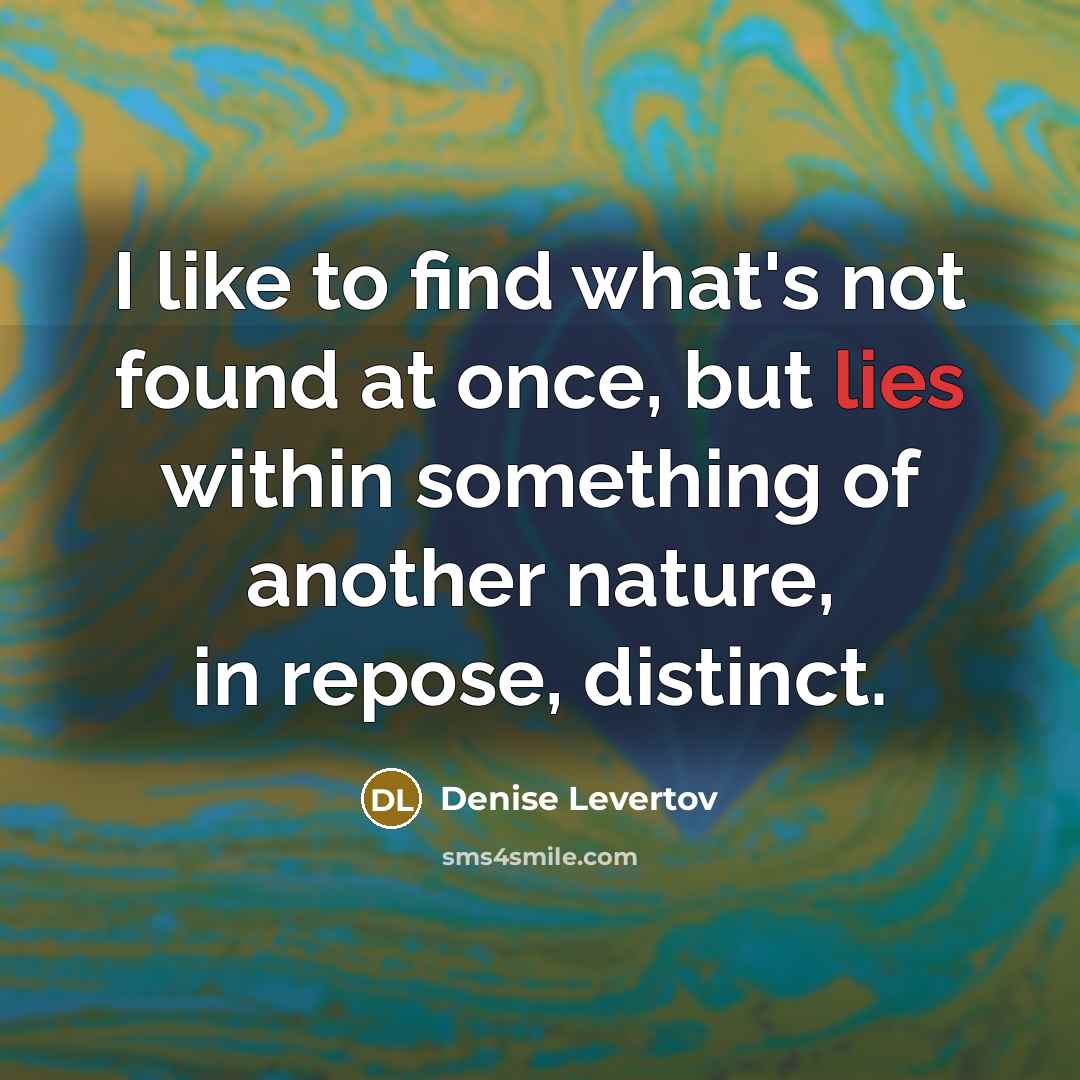 “I like to find what's not found at once, but…” quote by Denise Levertov