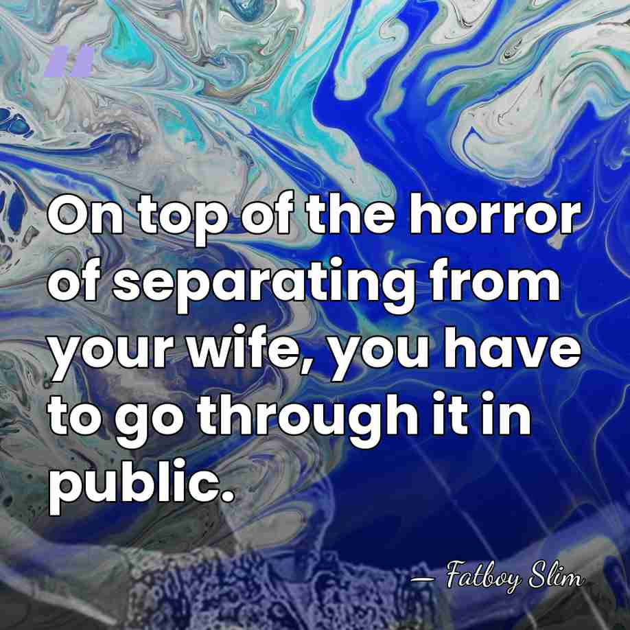 On top of the horror of separating from your wife, you have&hellip; - Fatboy Slim