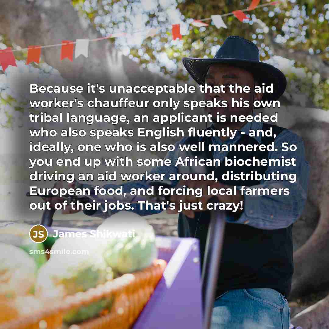 “Because it's unacceptable that the aid worker's chauffeur only speaks…” quote by James Shikwati