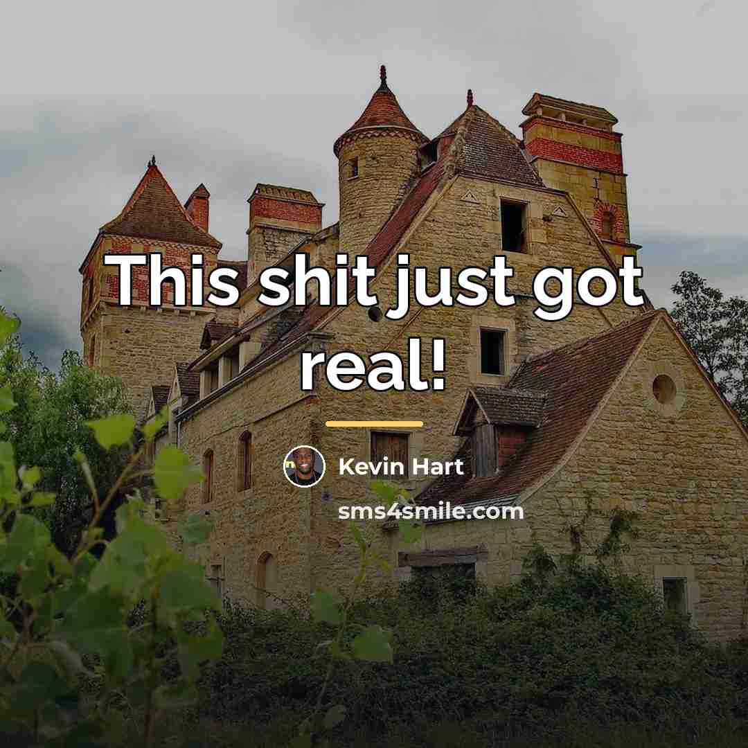 “This shit just got real!…” quote by Kevin Hart