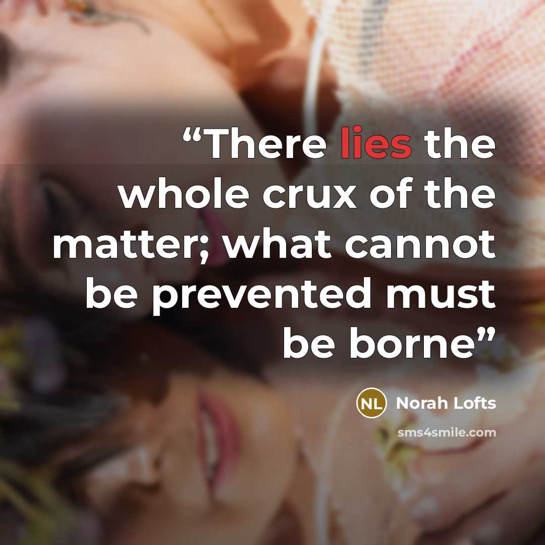 “There lies the whole crux of the matter; what cannot be prevented must be borne” quote by Norah Lofts