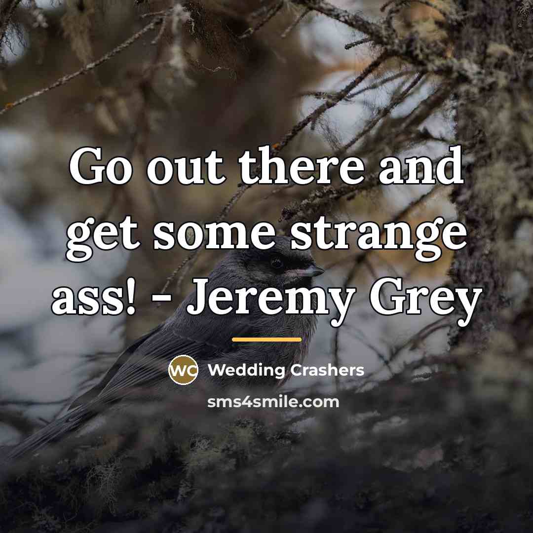 “Go out there and get some strange ass! - Jeremy…” quote by Wedding Crashers