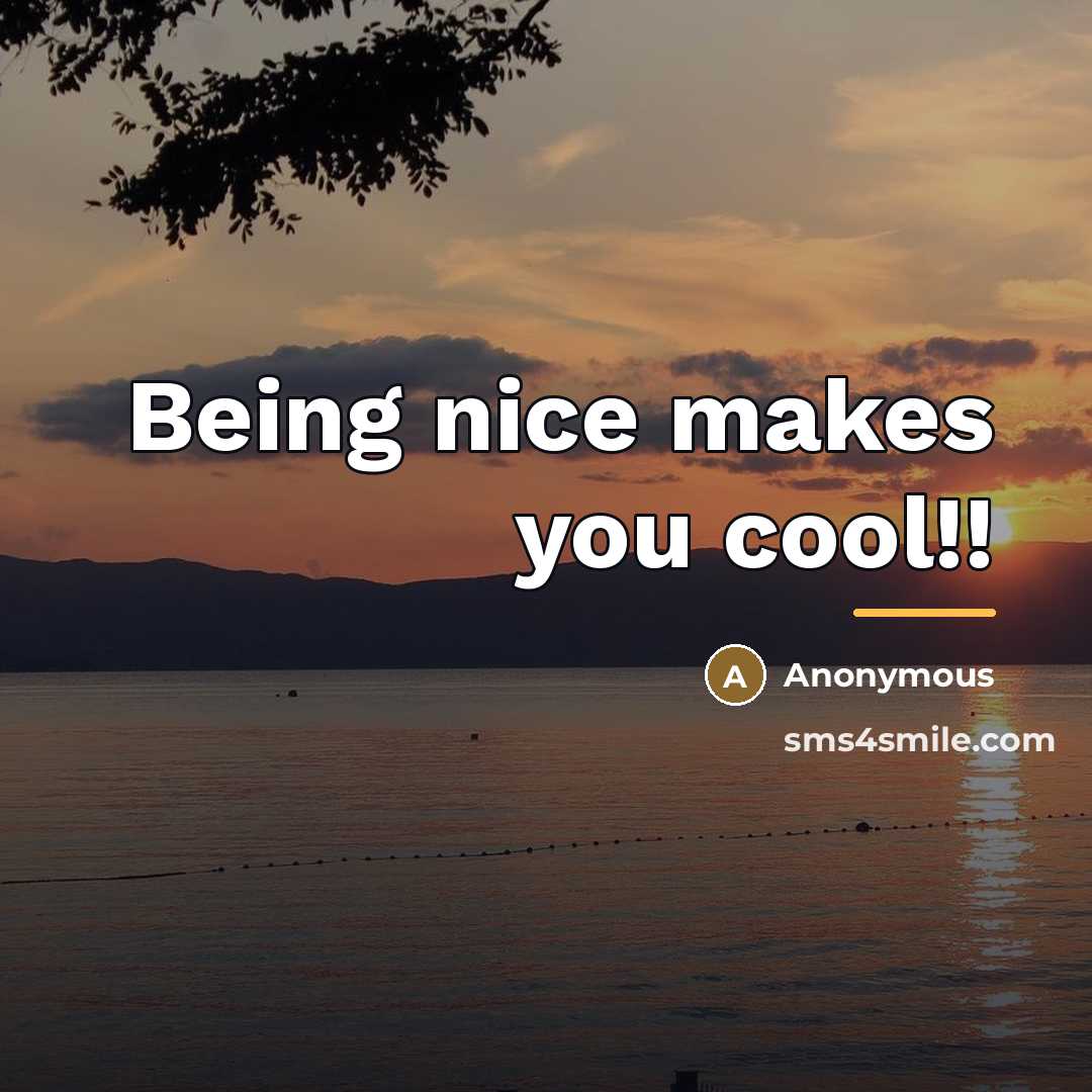 “Being nice makes you cool!!…” quote by Anonymous