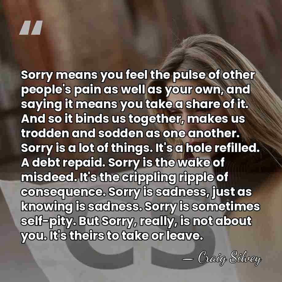 Sorry means you feel the pulse of other people's pain as well&hellip; - Craig Silvey