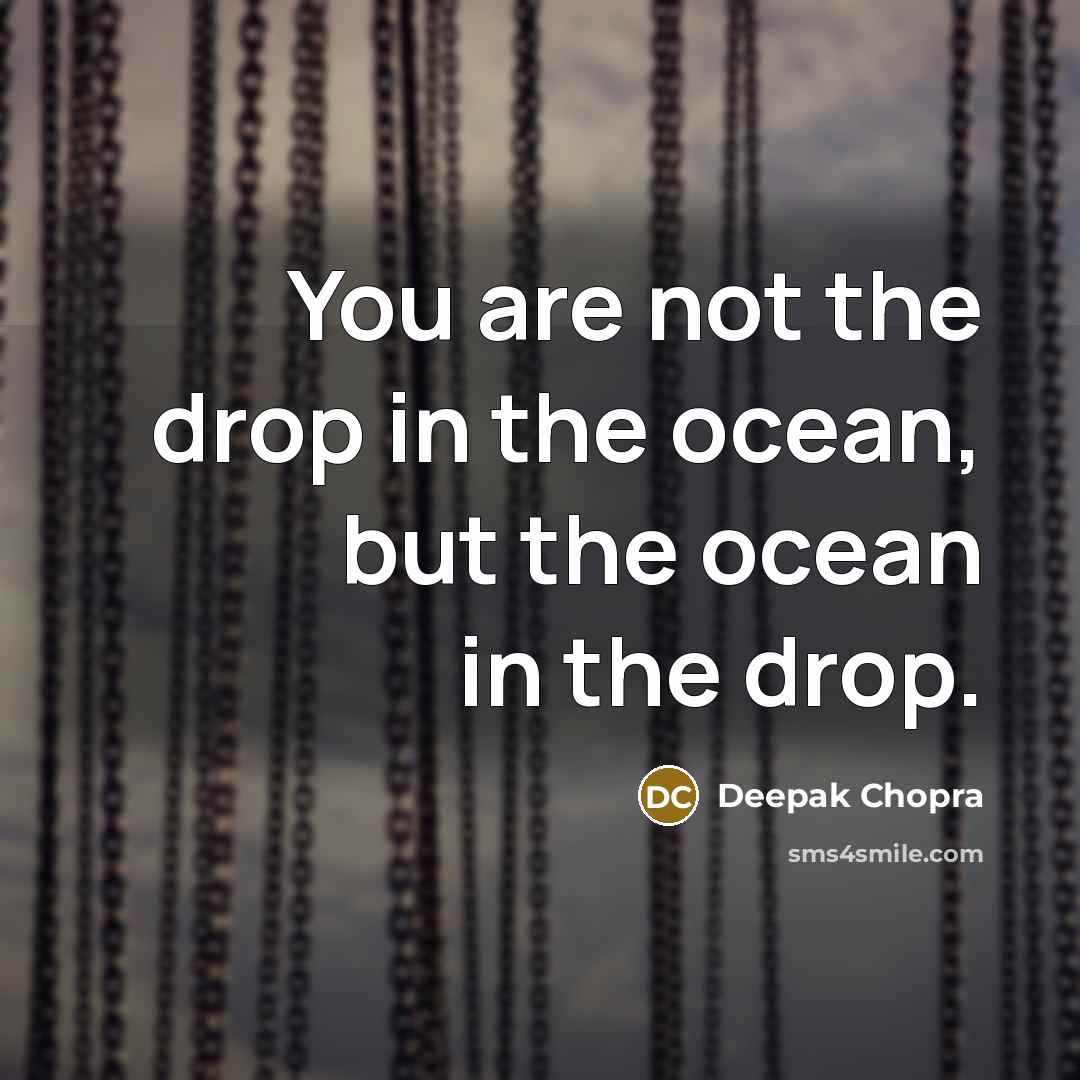 “You are not the drop in the ocean, but the…” quote by Deepak Chopra