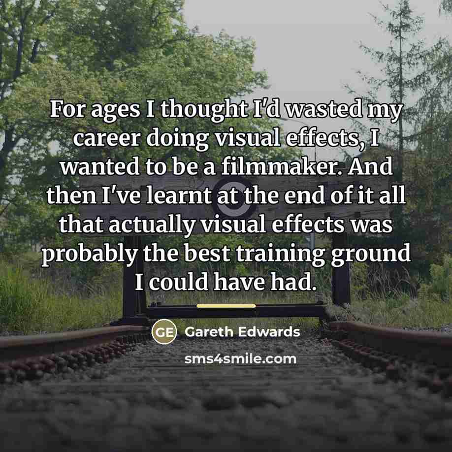 “For ages I thought I'd wasted my career doing visual…” quote by Gareth Edwards