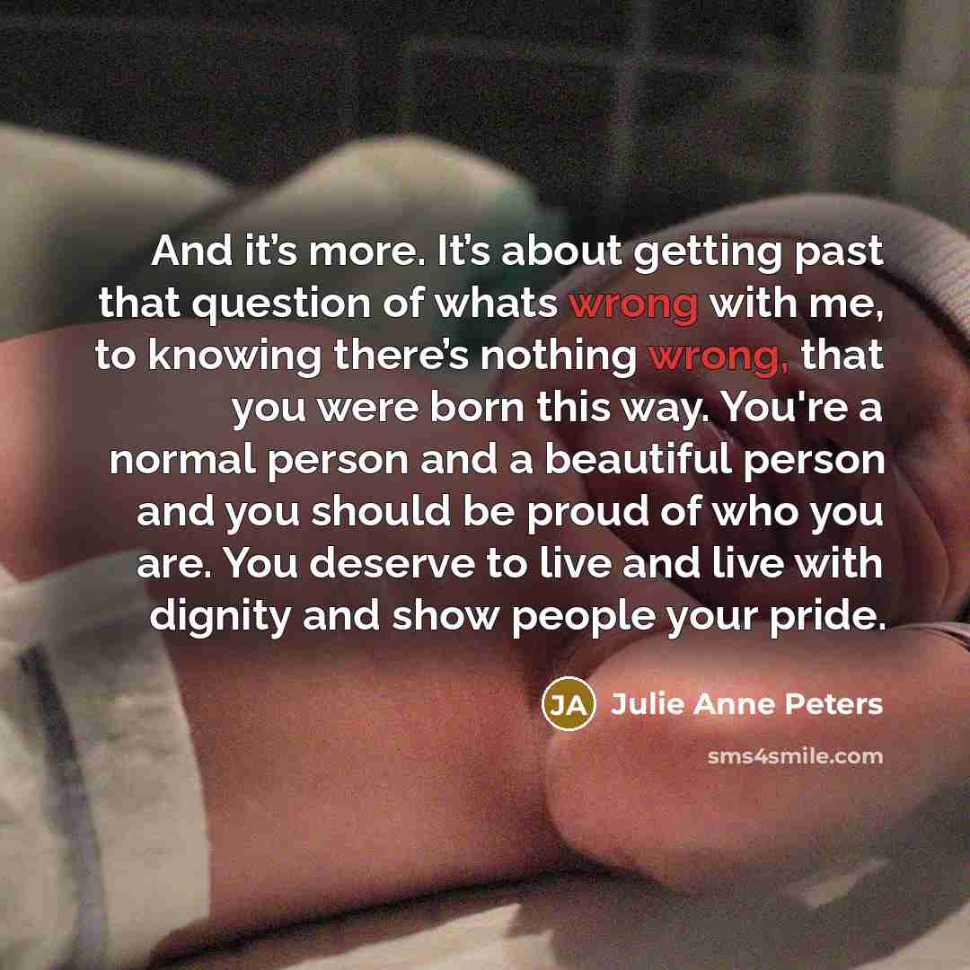 “And it’s more. It’s about getting past that question of…” quote by Julie Anne Peters