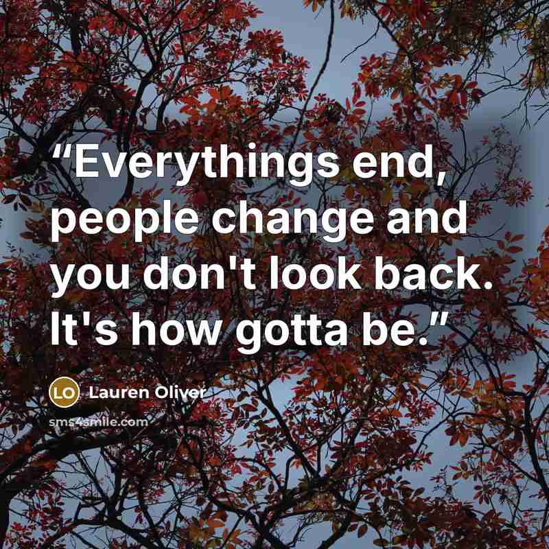“Everythings end, people change and you don't look back. It's how gotta be.” quote by Lauren Oliver