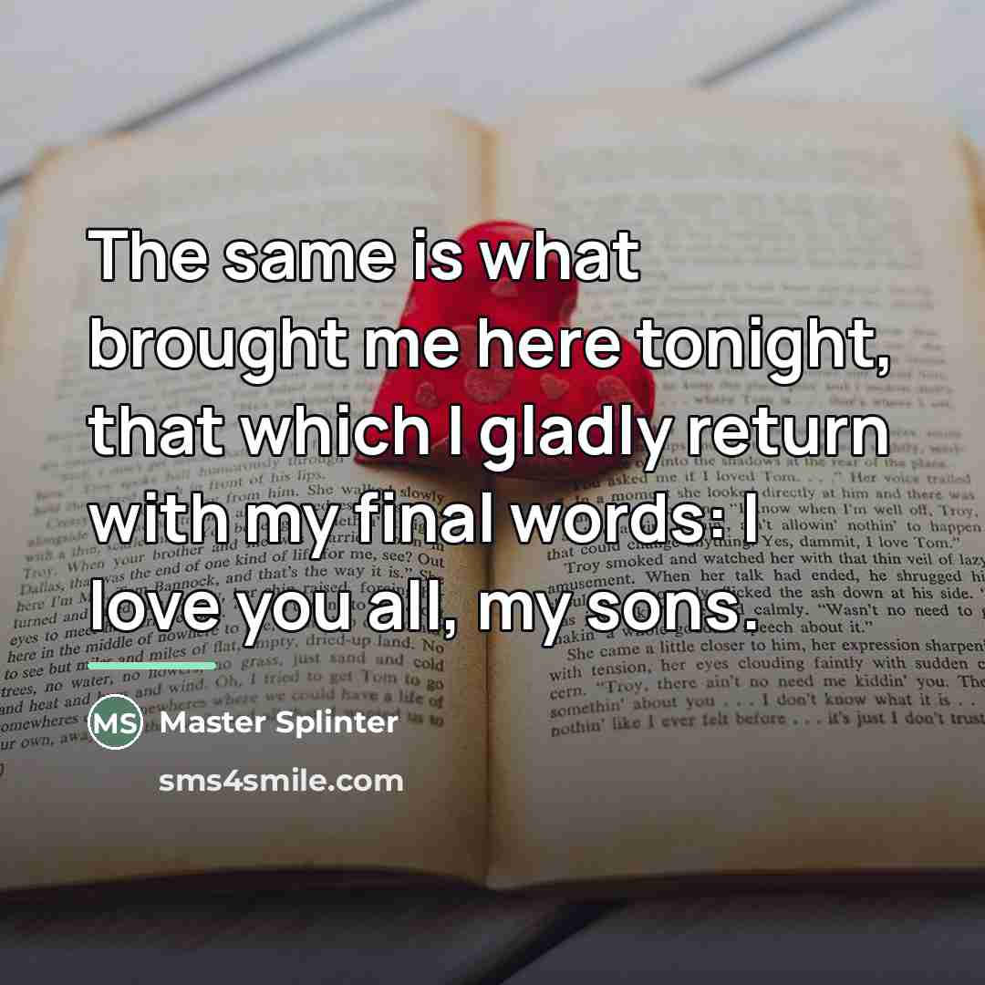 “The same is what brought me here tonight, that which…” quote by Master Splinter