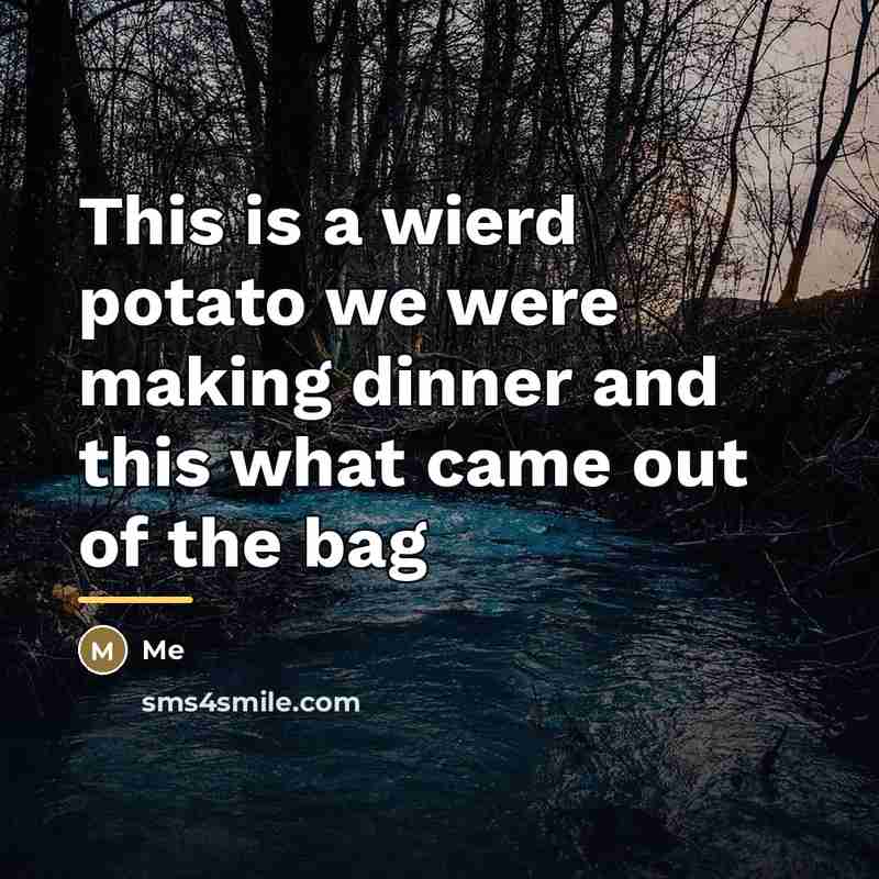 “This is a wierd potato we were making dinner and…” quote by Me