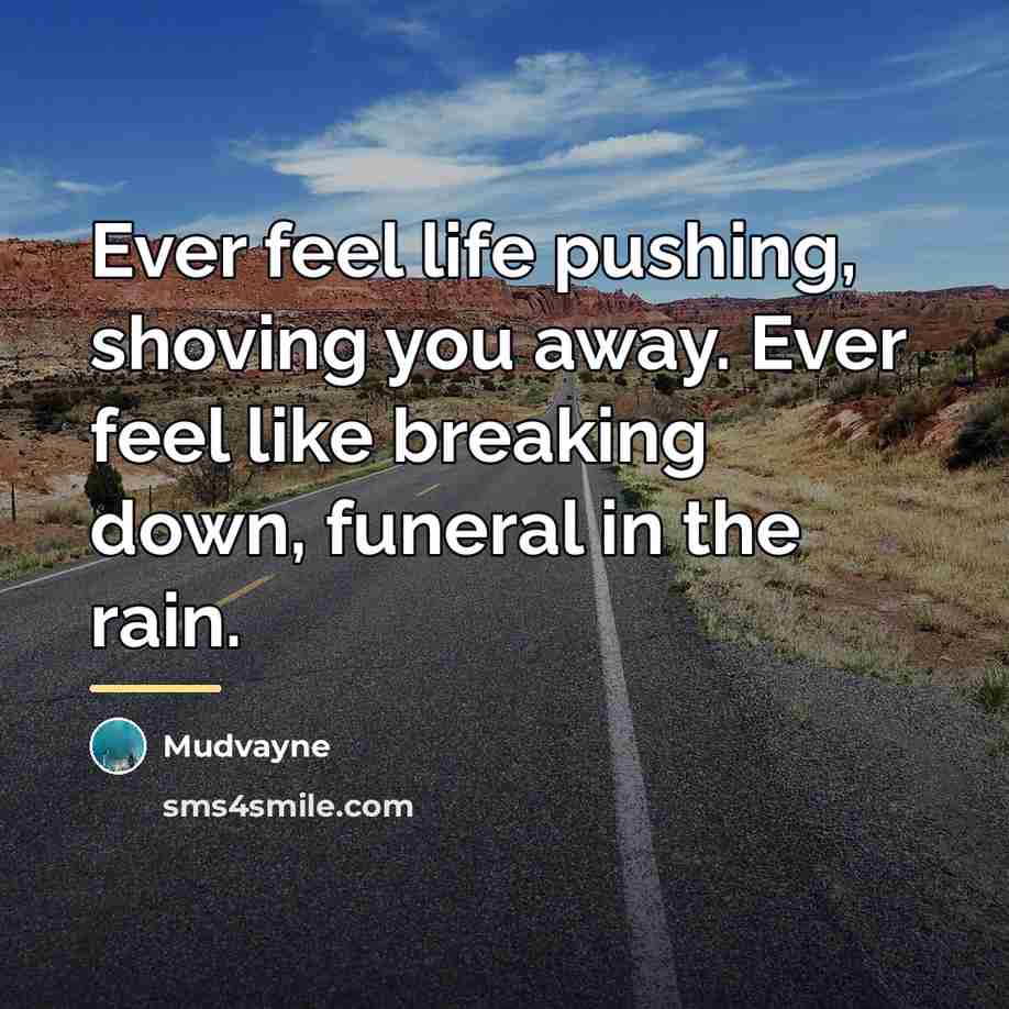 “Ever feel life pushing, shoving you away. Ever feel like…” quote by Mudvayne