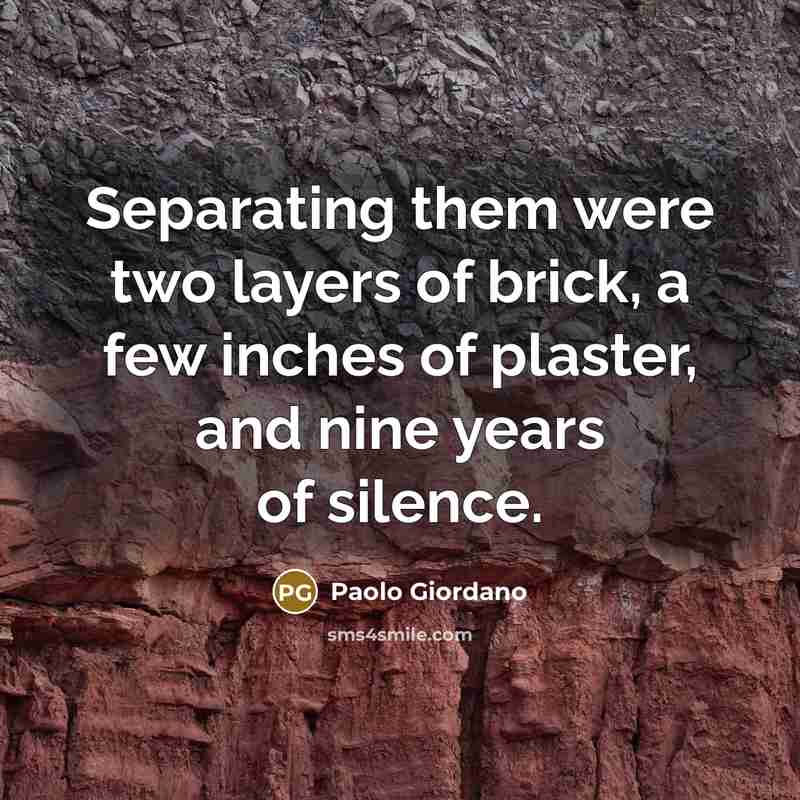 “Separating them were two layers of brick, a few inches…” quote by Paolo Giordano