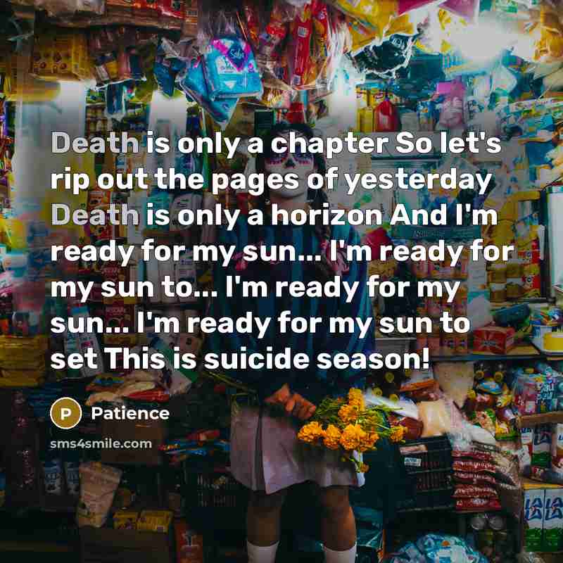 “Death is only a chapter So let's rip out the…” quote by Patience