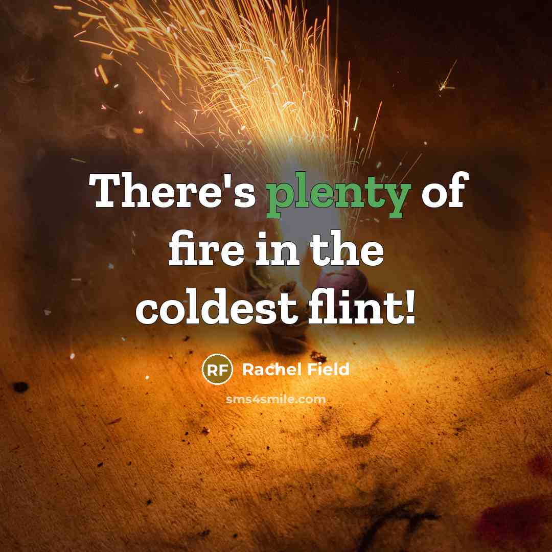“There's plenty of fire in the coldest flint!…” quote by Rachel Field