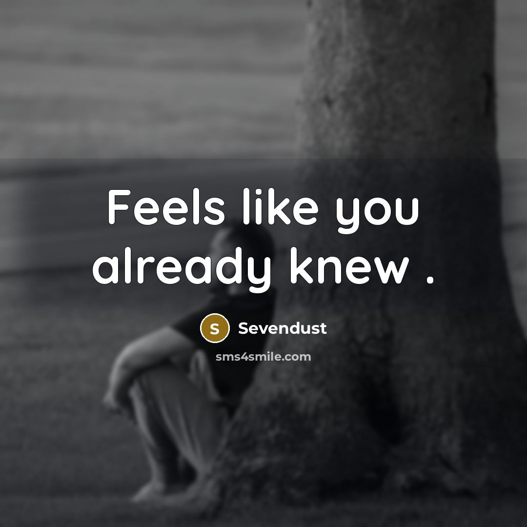 “Feels like you already knew .” quote by Sevendust