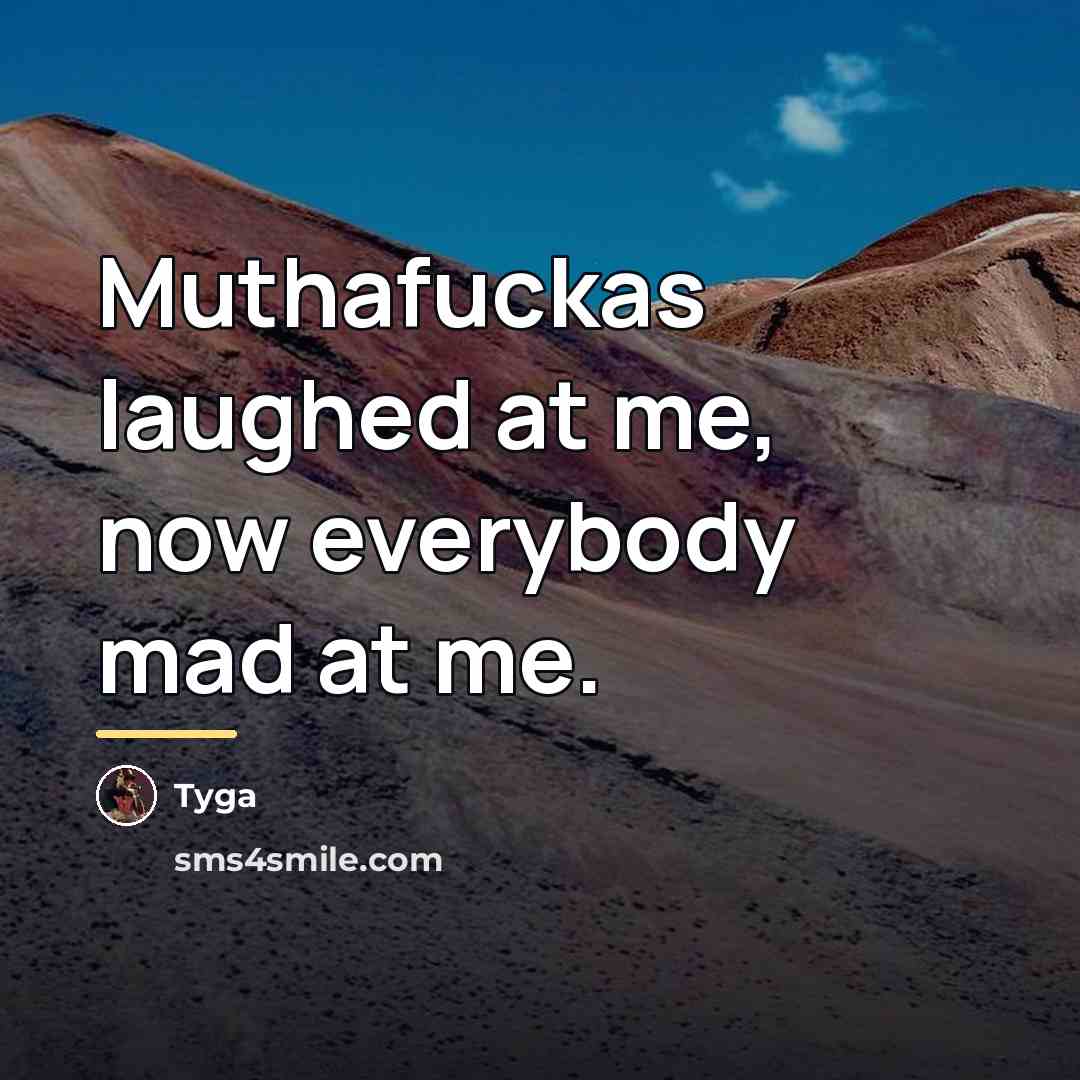 “Muthafuckas laughed at me, now everybody mad at me.…” quote by Tyga